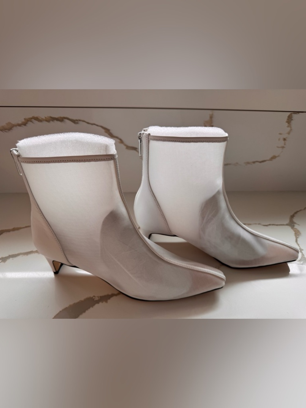 ✨ NIB Steve Madden Delvie White Mesh Pointed Toe Booties 7.5 - Picture 4 of 8